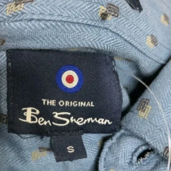 Ben Sherman Mens Shirt S Long Sleeve Button Front Classic Fit Stretch Blue NWT - Picture 7 of 8